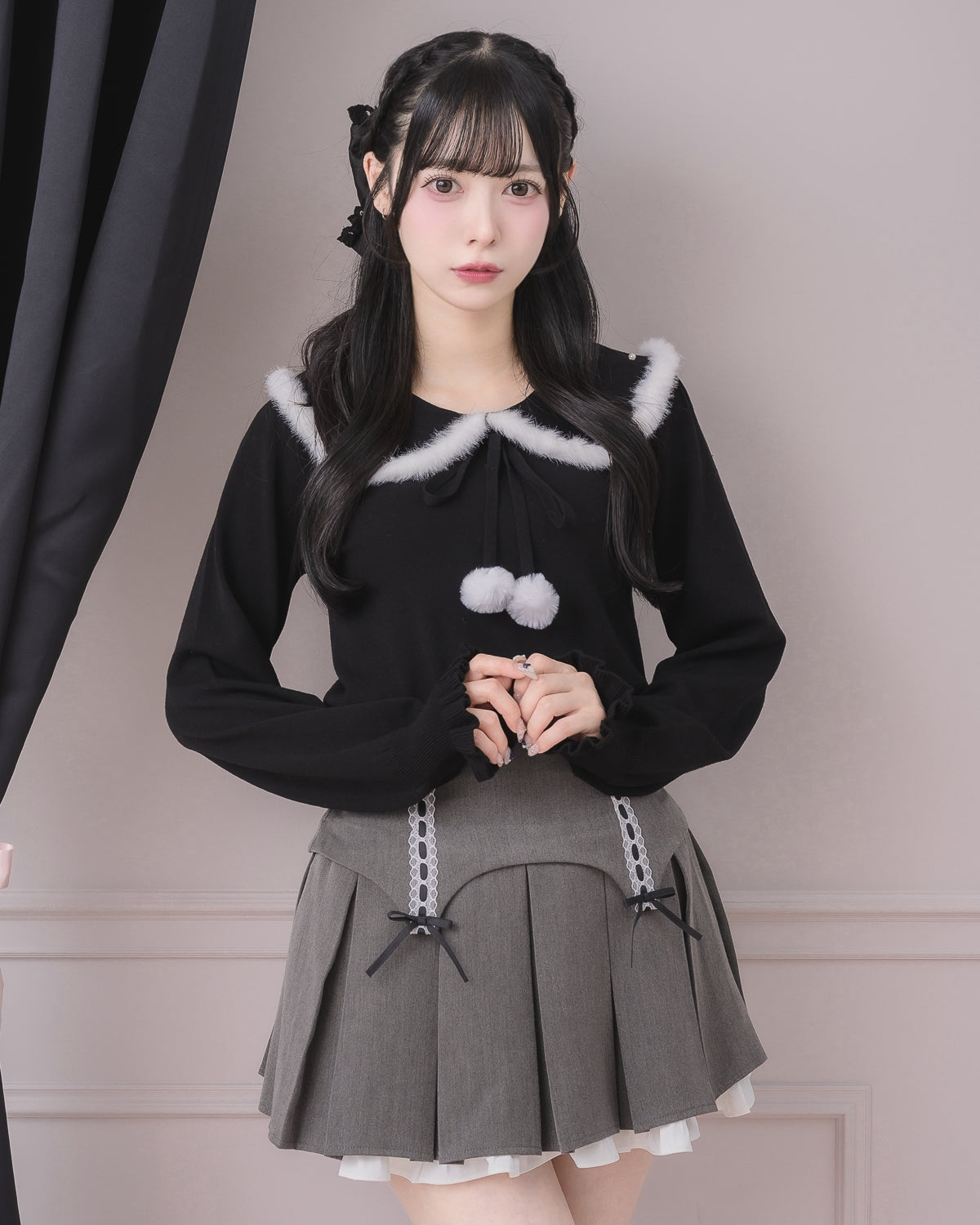 モデル身長：155cm/着用カラー：ブラック