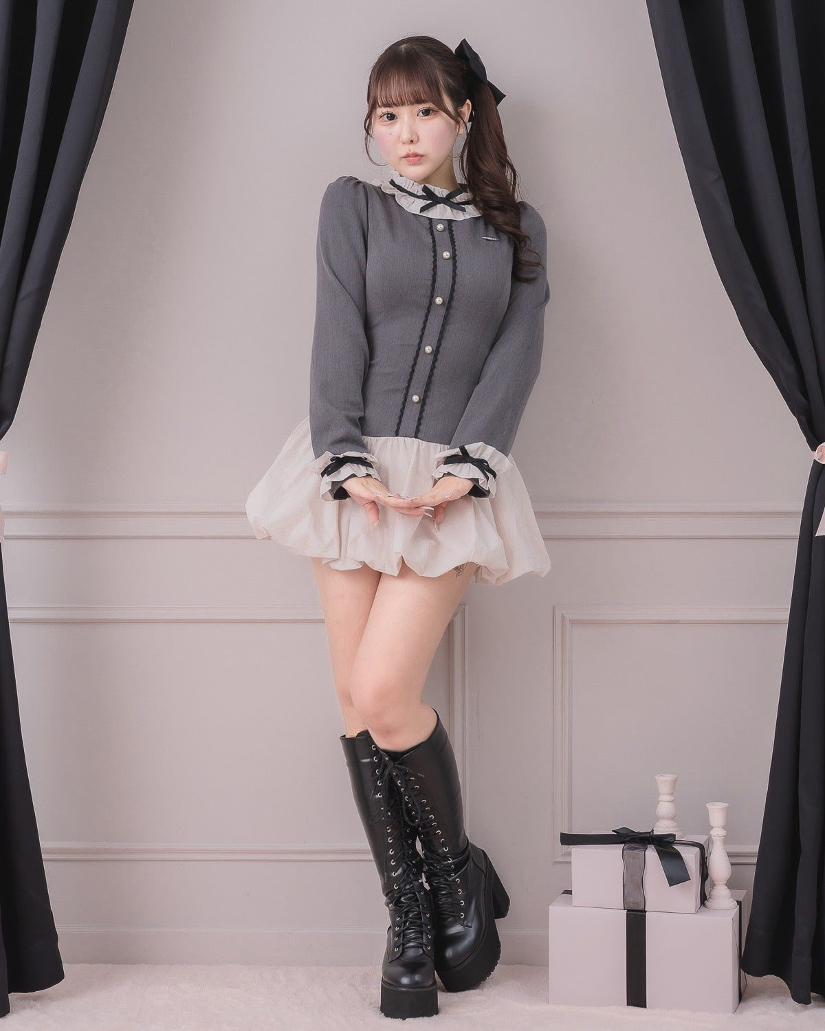 モデル身長：157cm/着用カラー：チャコール