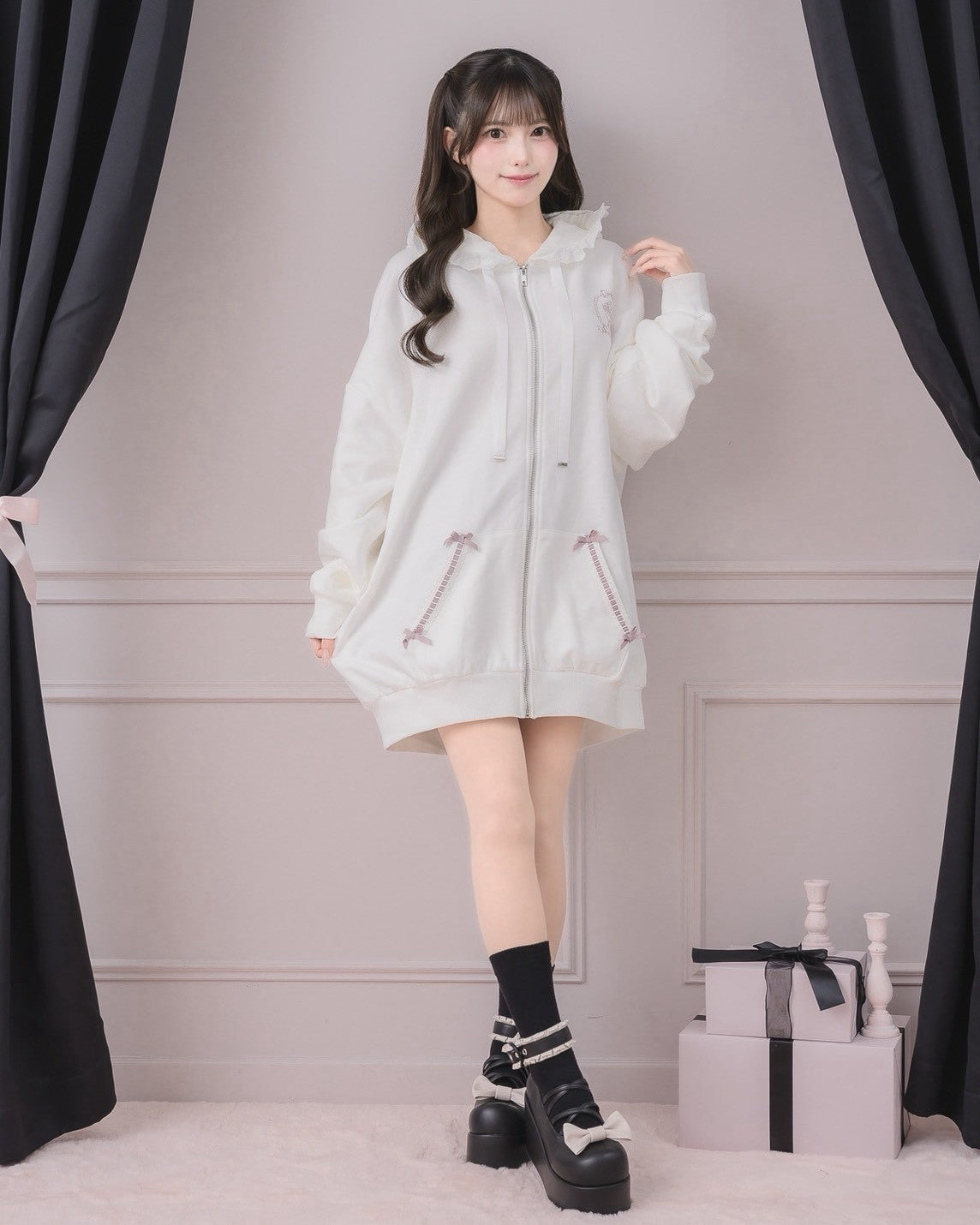 モデル身長：154cm/着用カラー：ホワイト