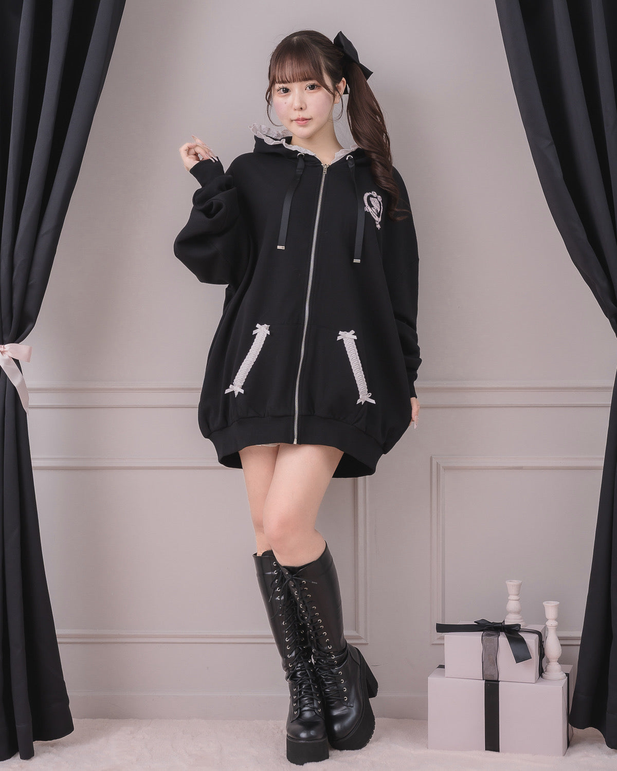 モデル身長：157cm/着用カラー：ブラック