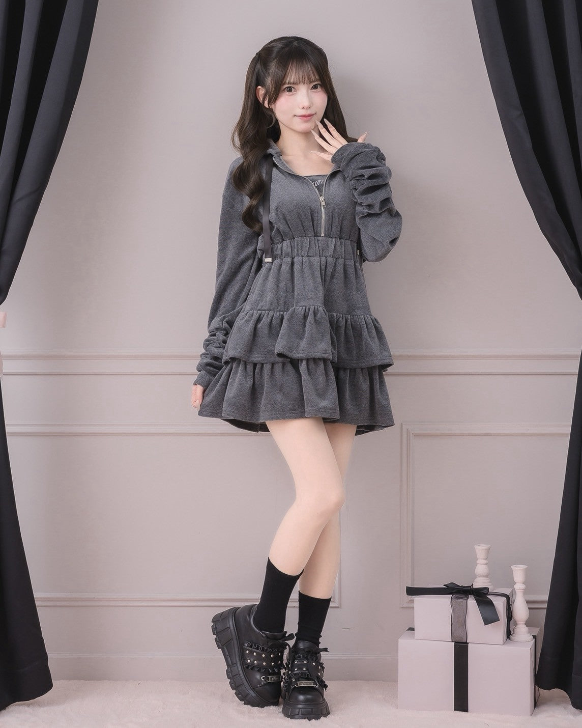 モデル身長：154cm/着用カラー：チャコール