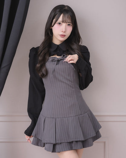 モデル身長：152cm/着用カラー：チャコールストライプ