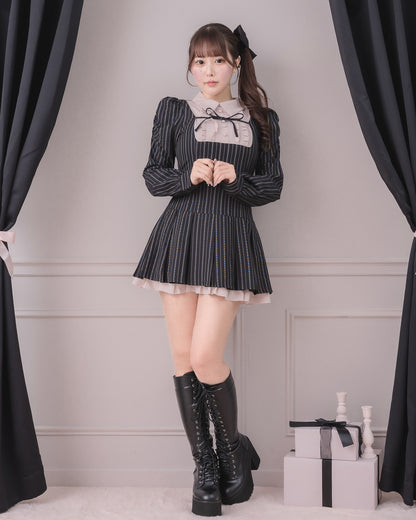 モデル身長：157cm/着用カラー：ブラックストライプ