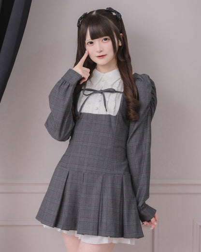 モデル身長：155cm/着用カラー：グレーチェック