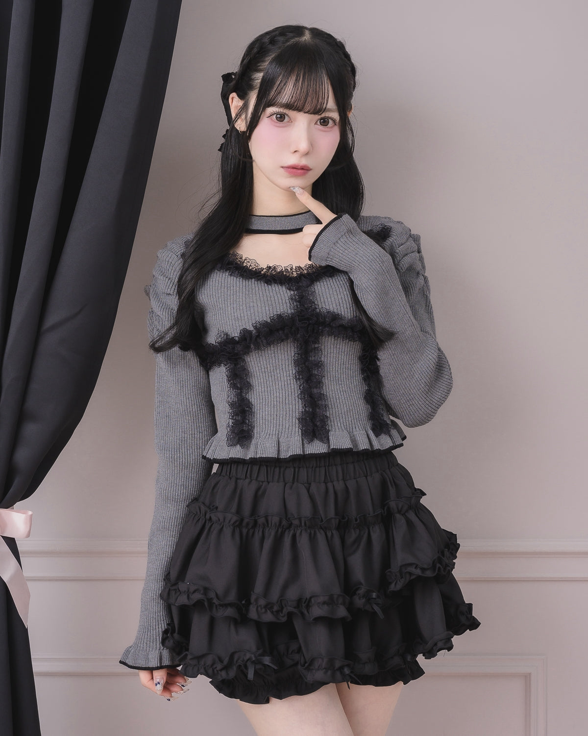 モデル身長：155cm/着用カラー：チャコール