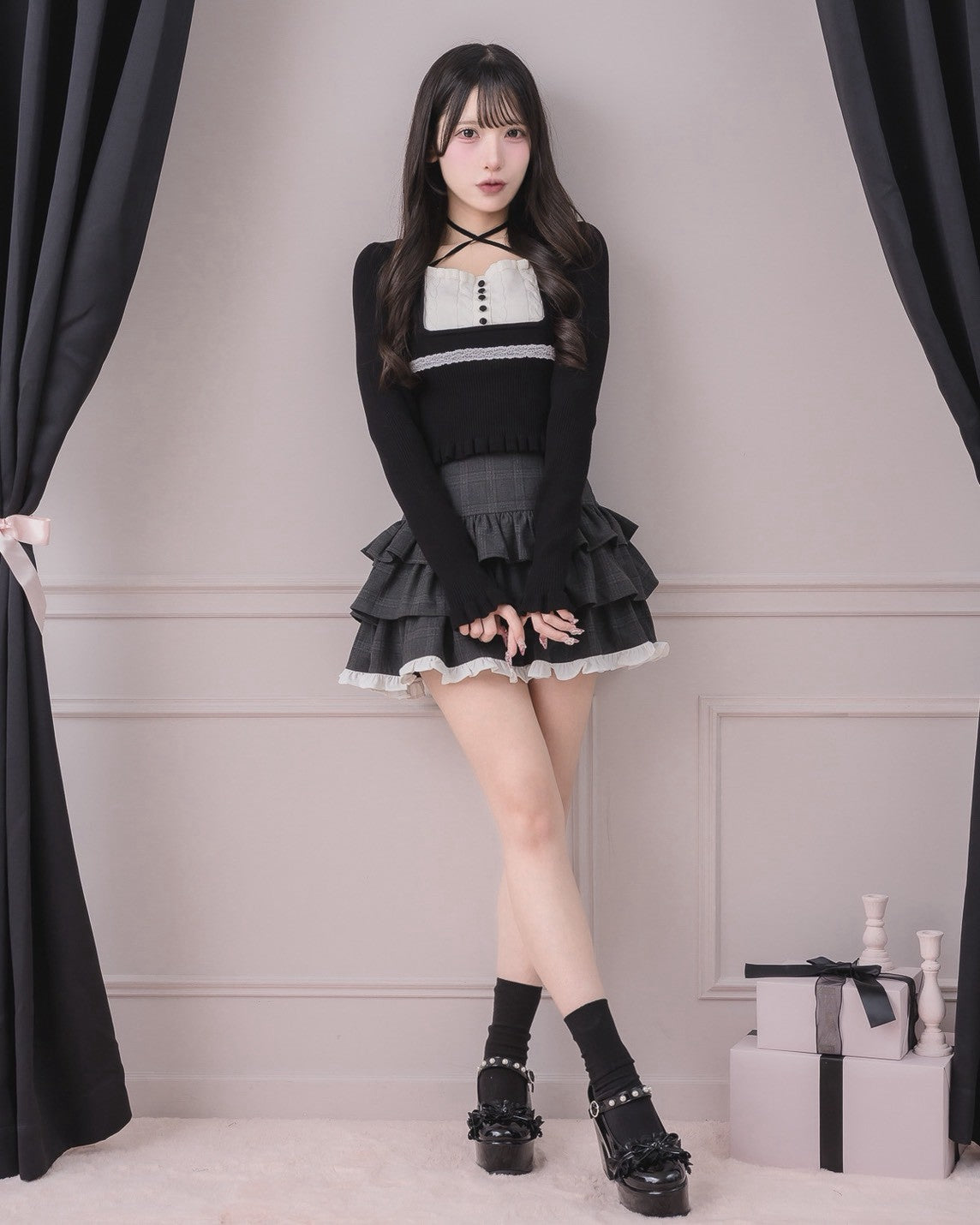 モデル身長：152cm/着用カラー：ブラック