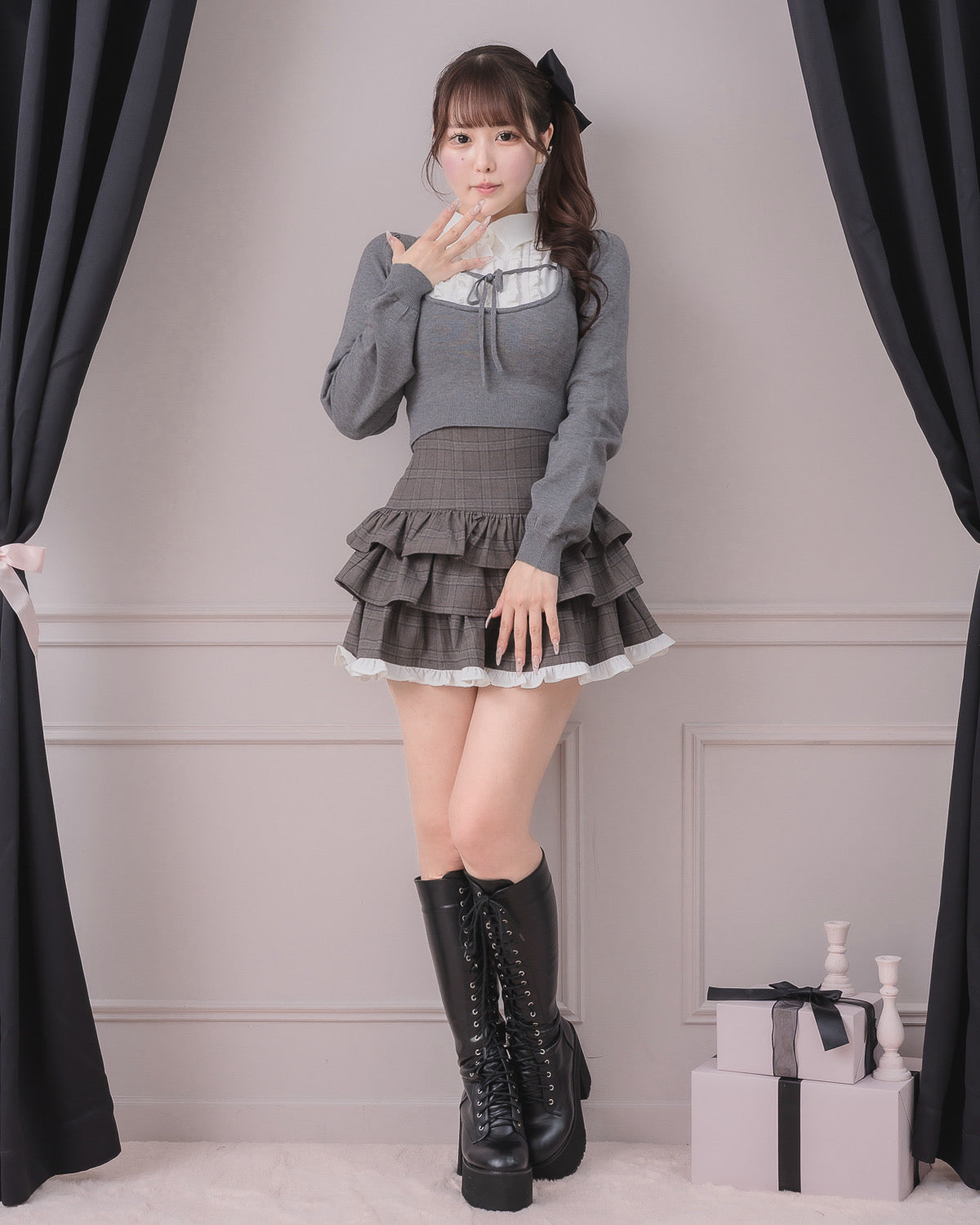 モデル身長：157cm/着用カラー：チャコール