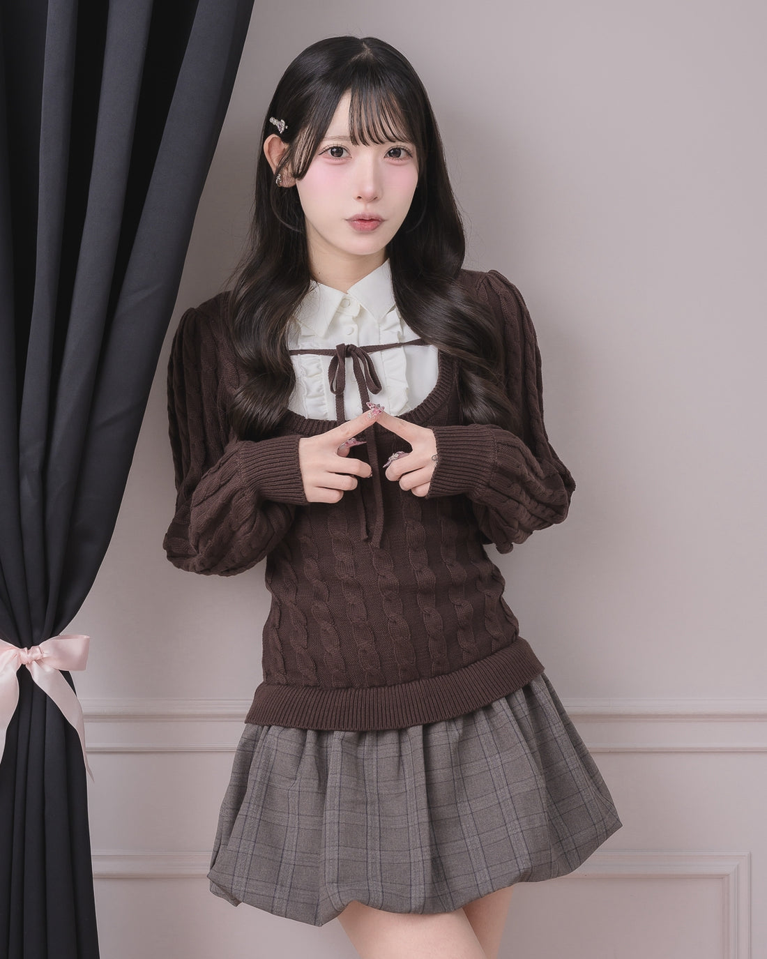 モデル身長：152cm/着用カラー：ブラウン