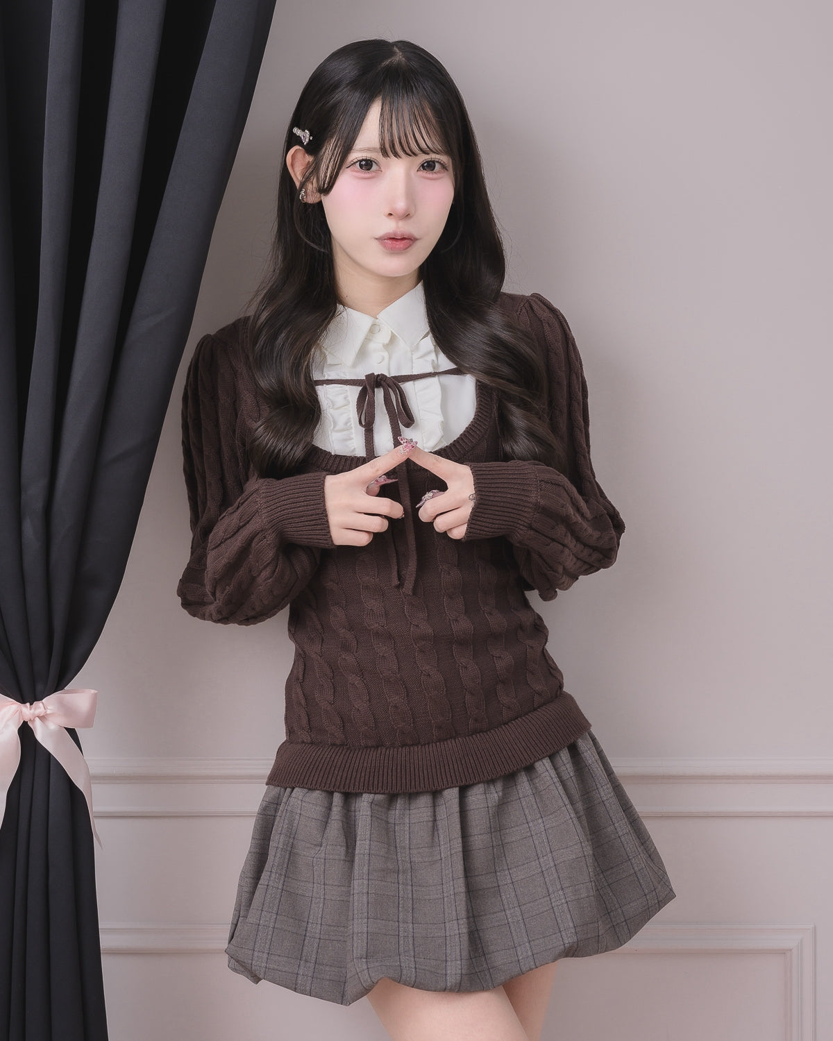 モデル身長：152cm/着用カラー：ブラウン