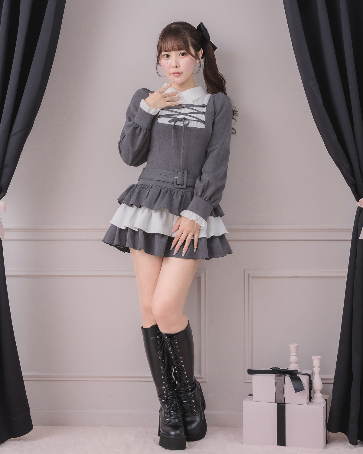 モデル身長：157cm/着用カラー：チャコール