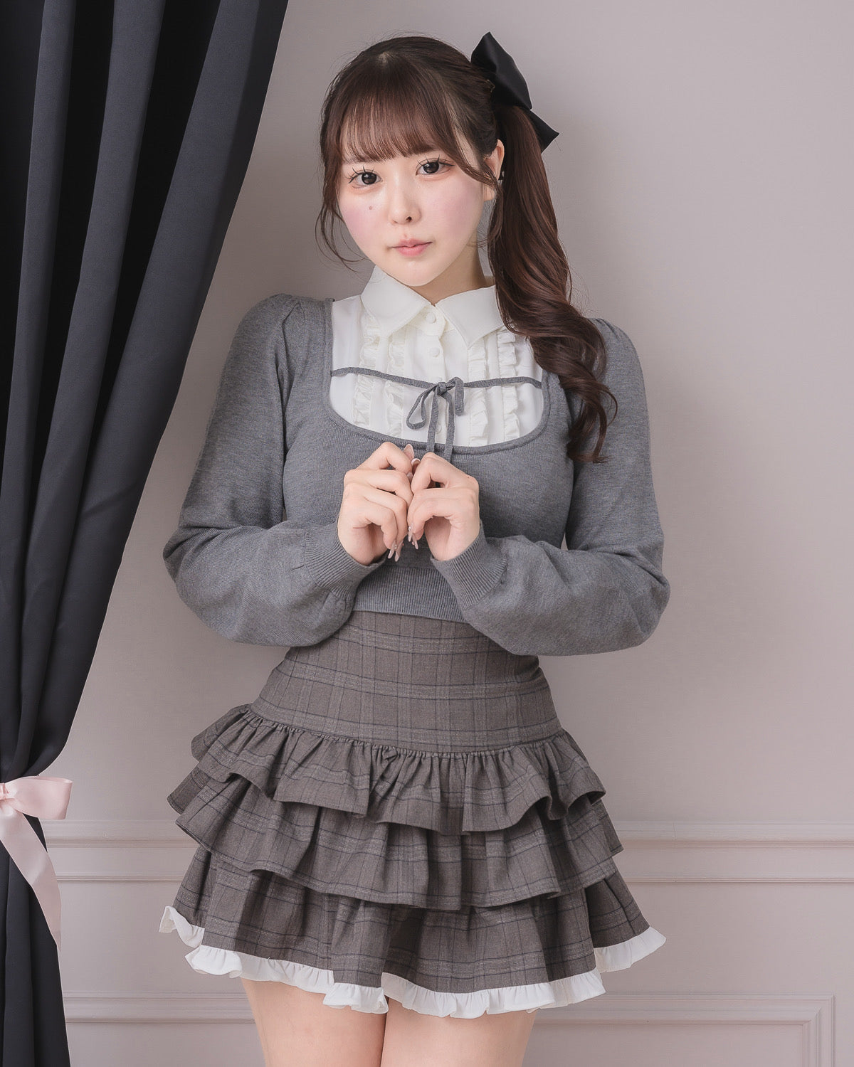 モデル身長：157cm/着用カラー：チャコール
