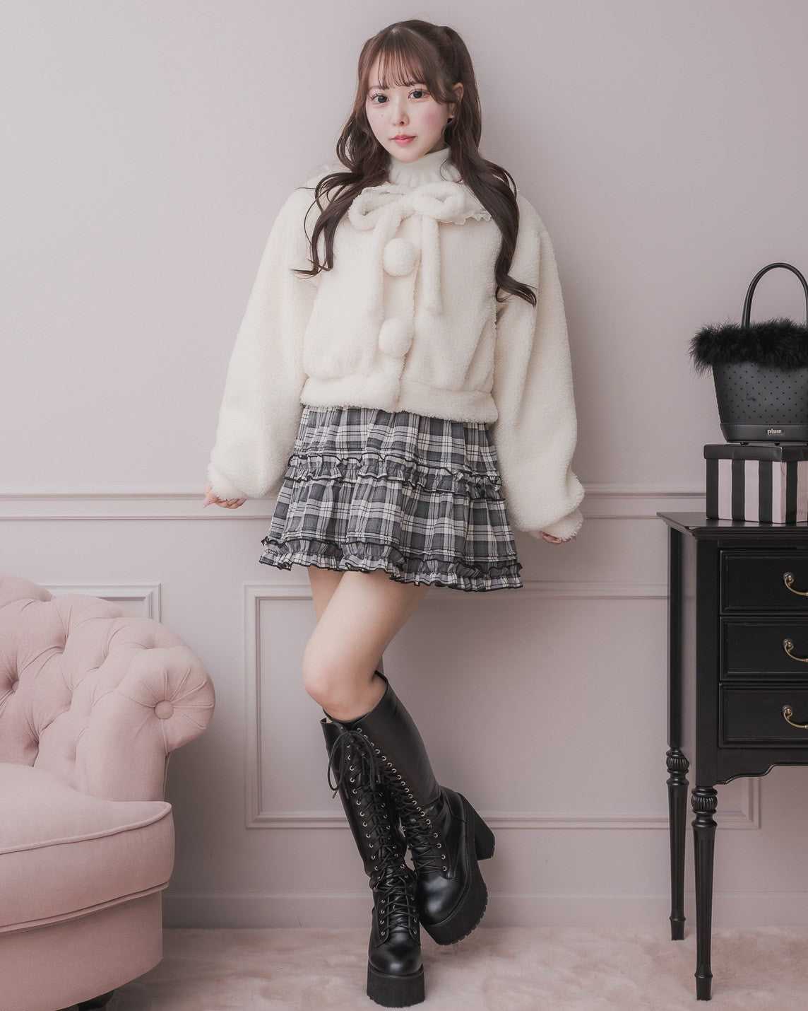 モデル身長:157cm/着用カラー:ホワイト