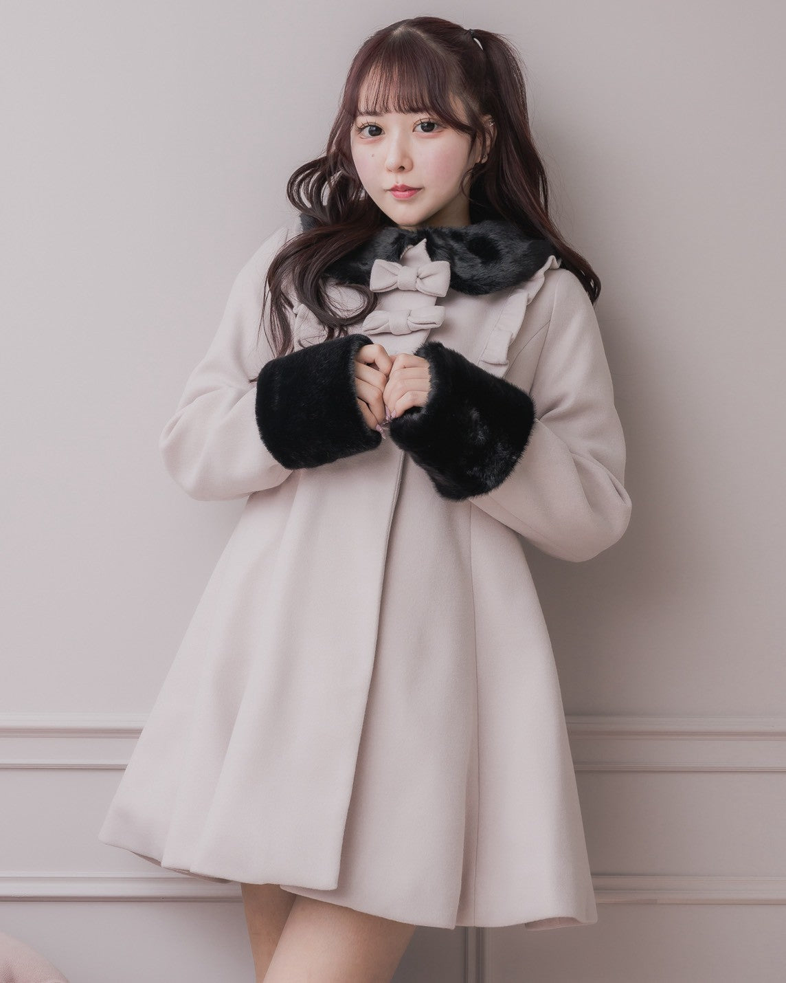 モデル身長:157cm/着用カラー:ピンク×ブラック