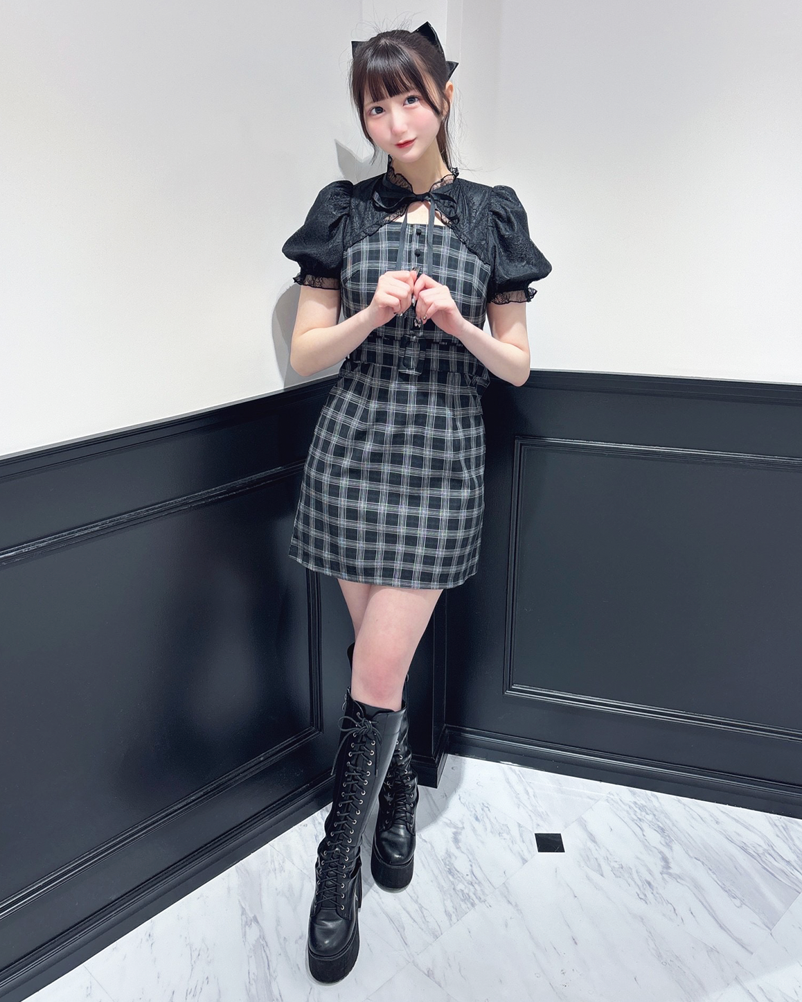 レースケープベルトミニワンピース