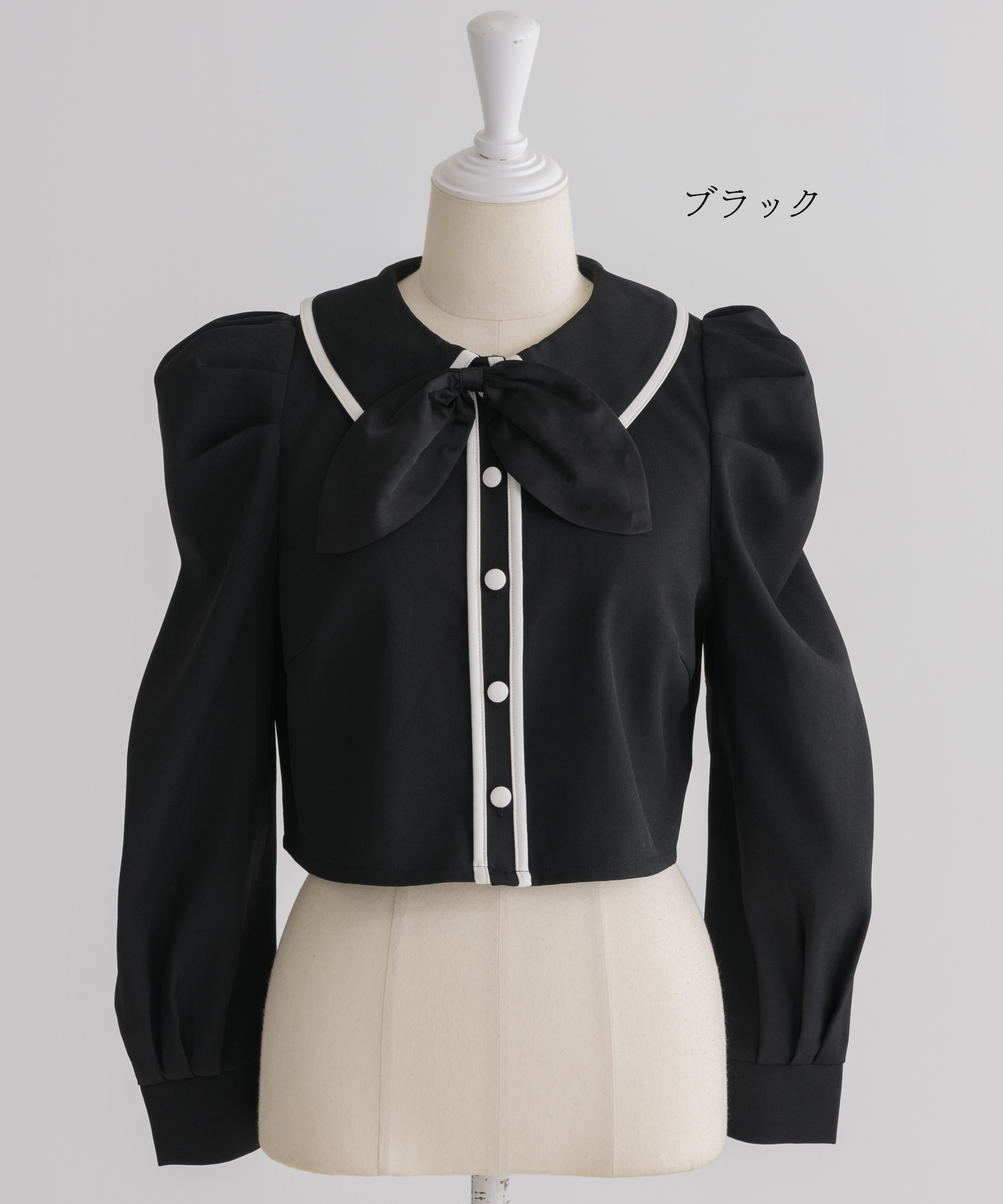 リボンタイバイカラートップス