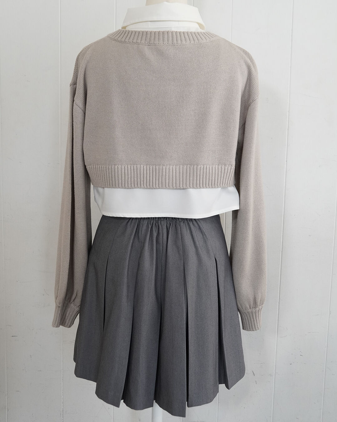 ハートケーブルシャツレイヤードニット