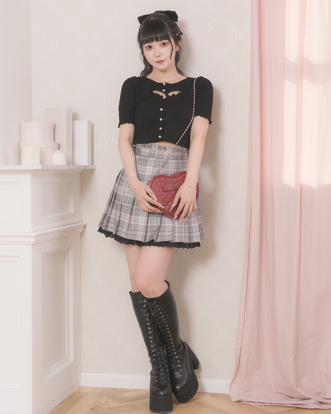 ハートオープンカーデ×キャミセット