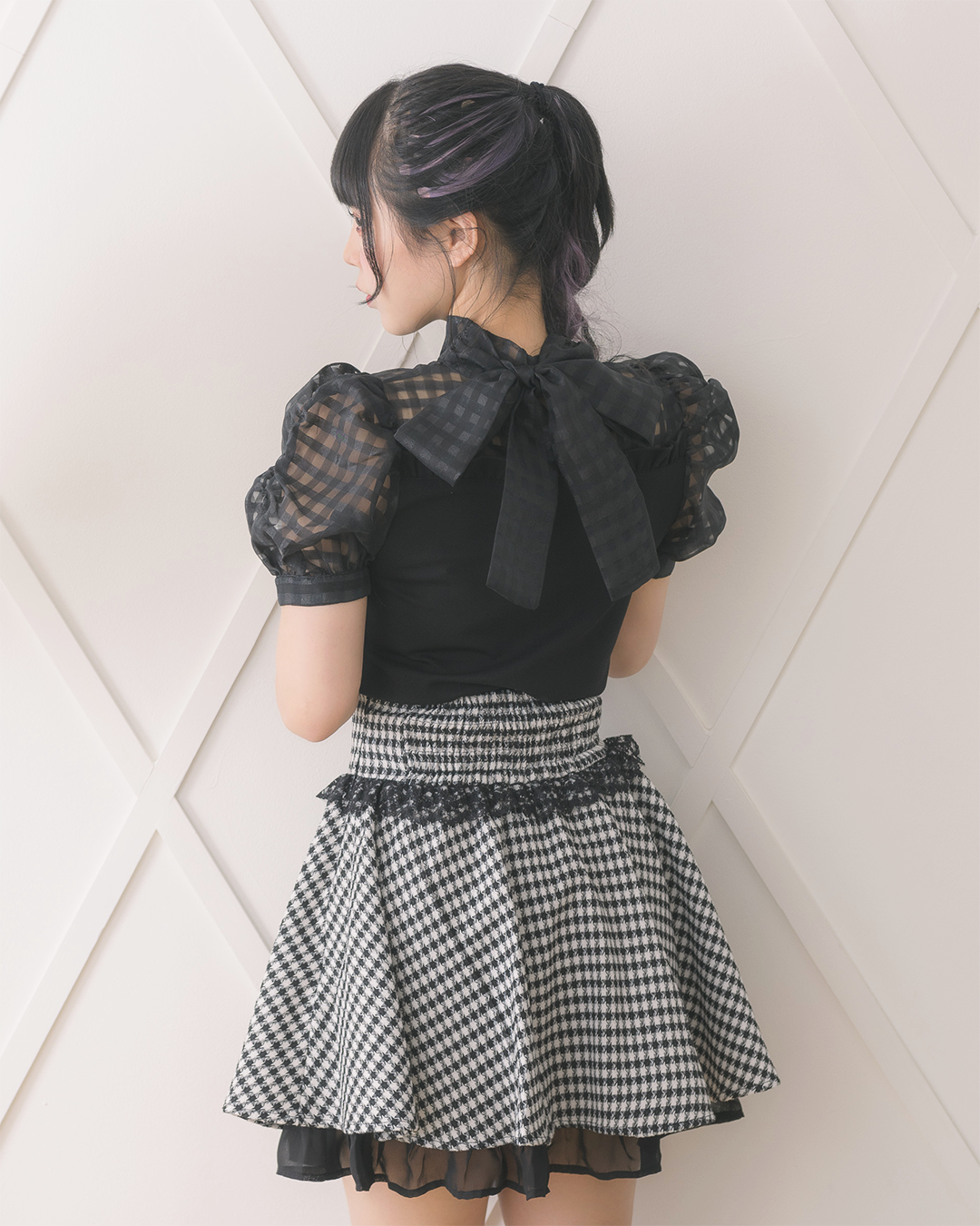 シアーギンガムビックリボンカットソー