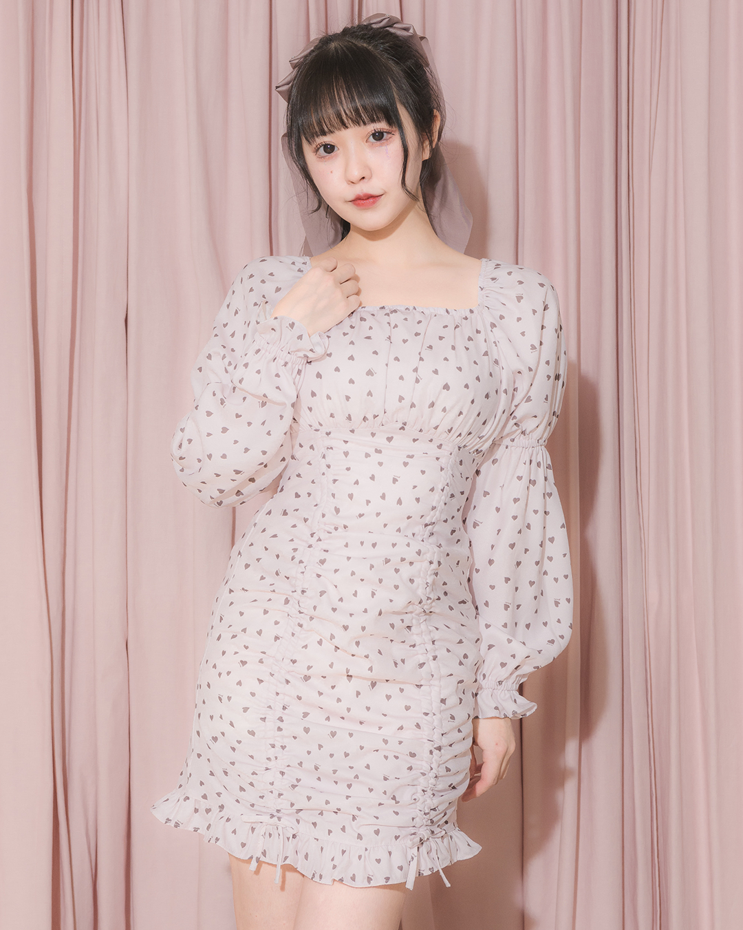 piumハートスピンドルミニワンピース