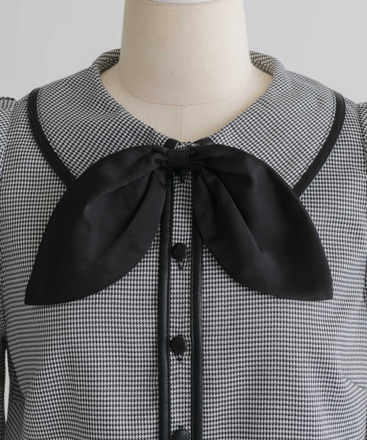 リボンタイバイカラートップス