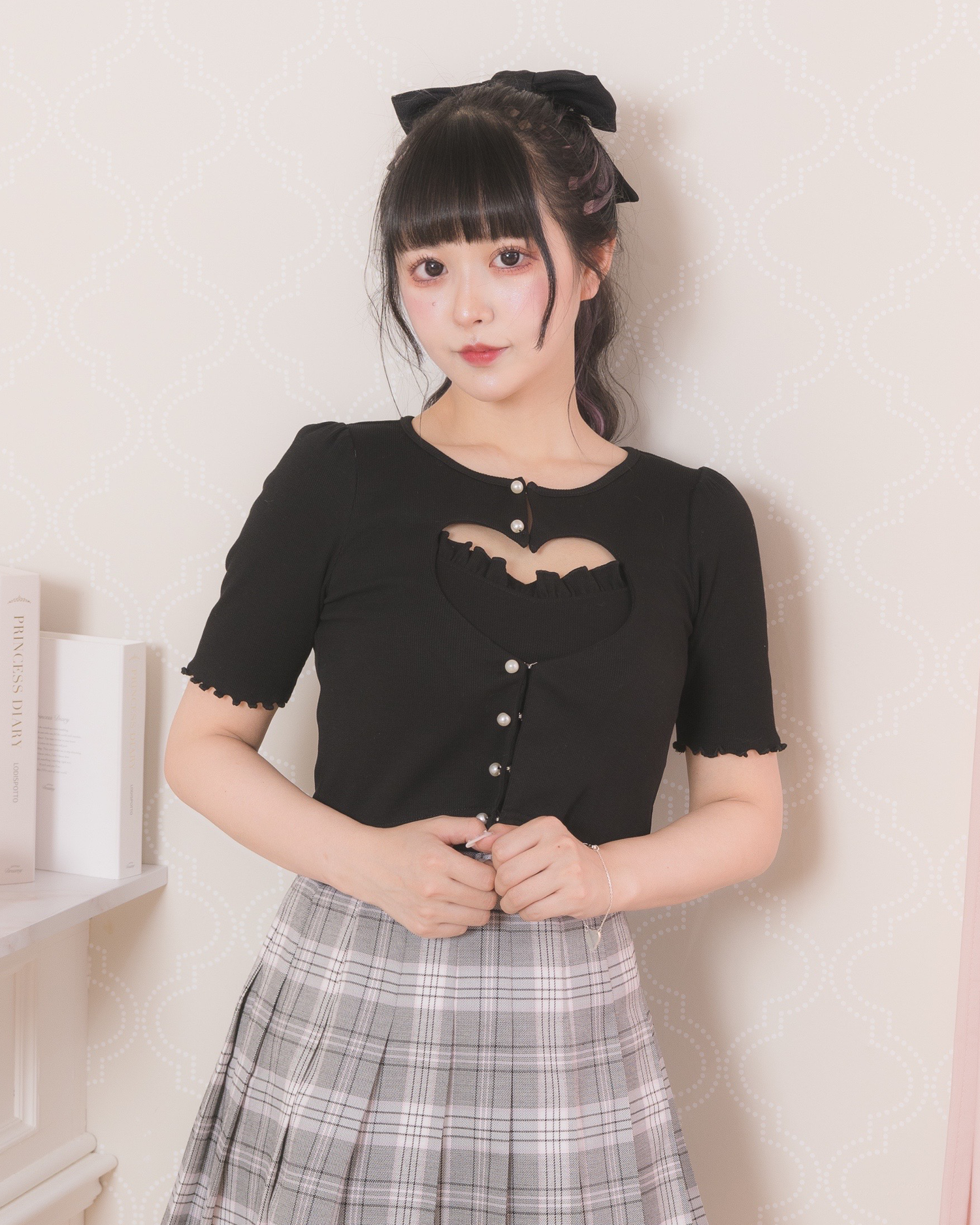 ハートオープンカーデ×キャミセット