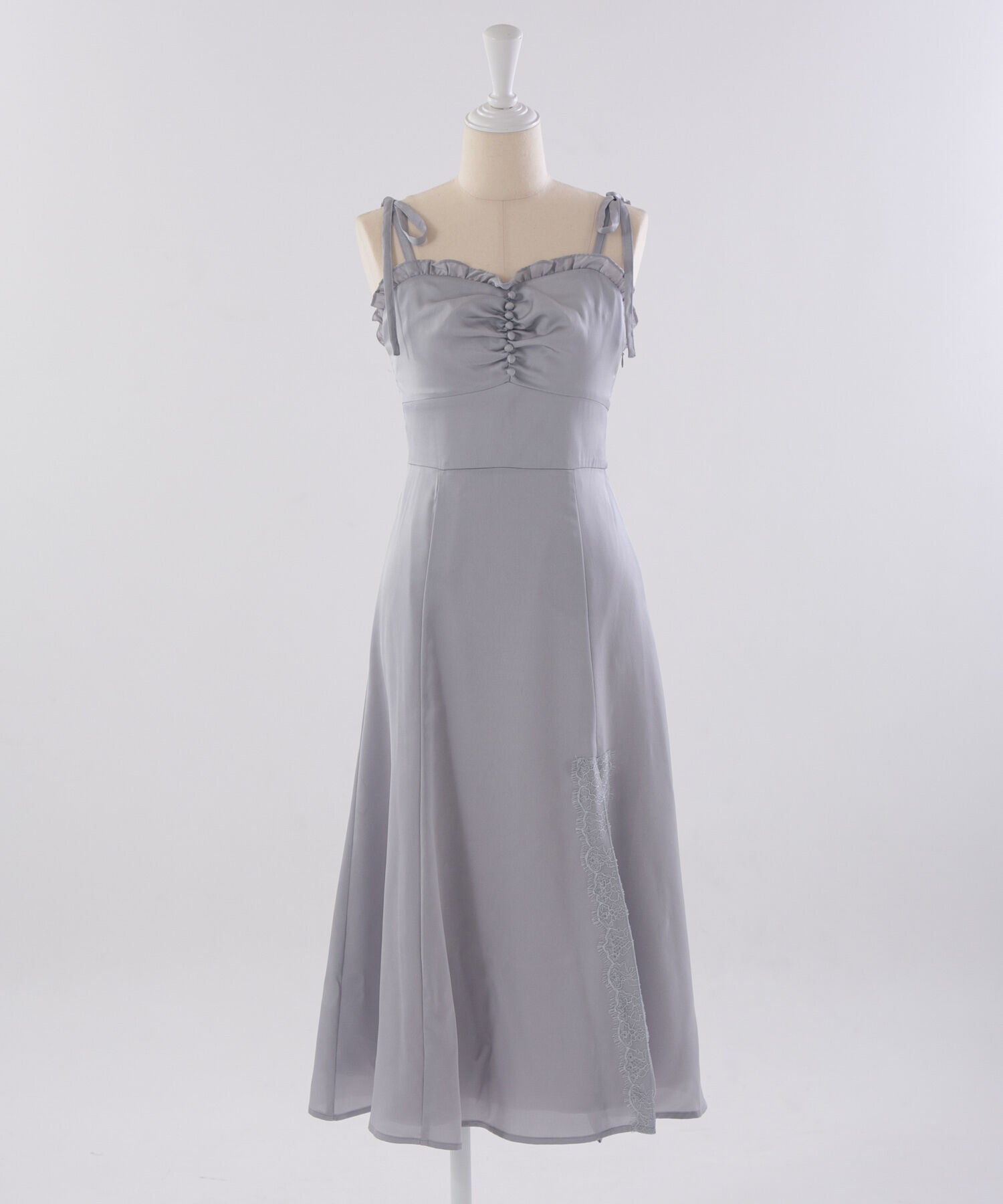 レーススリットサテンキャミワンピ