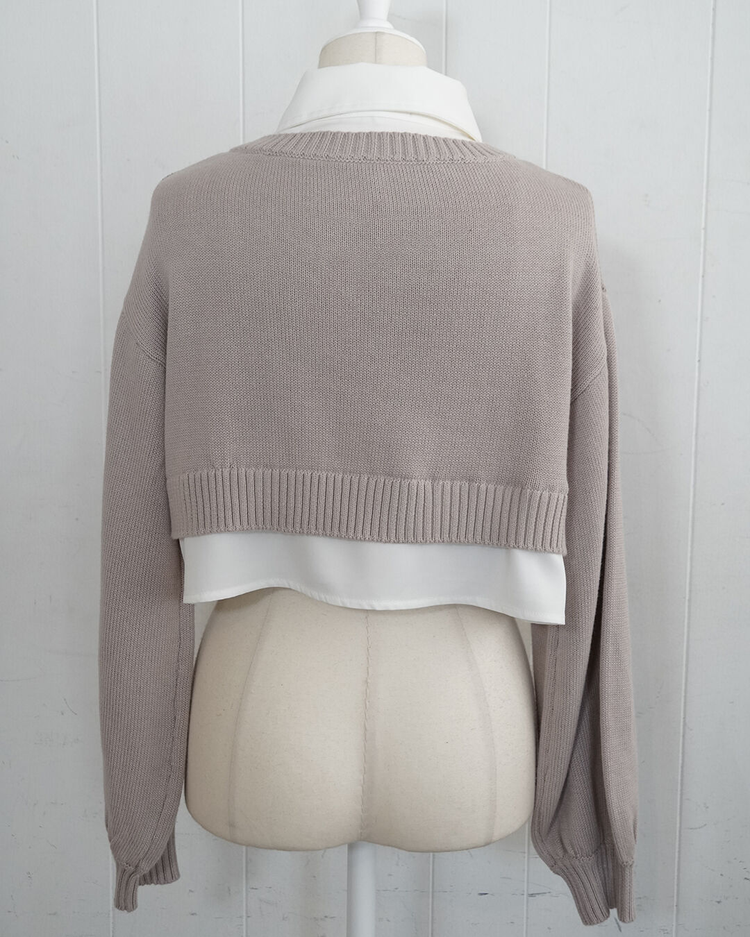 ハートケーブルシャツレイヤードニット