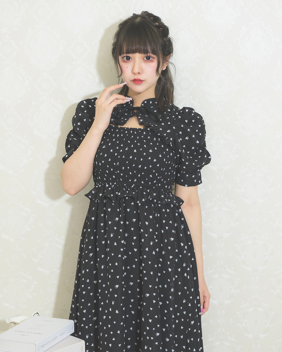 piumハートシャーリングケープワンピース