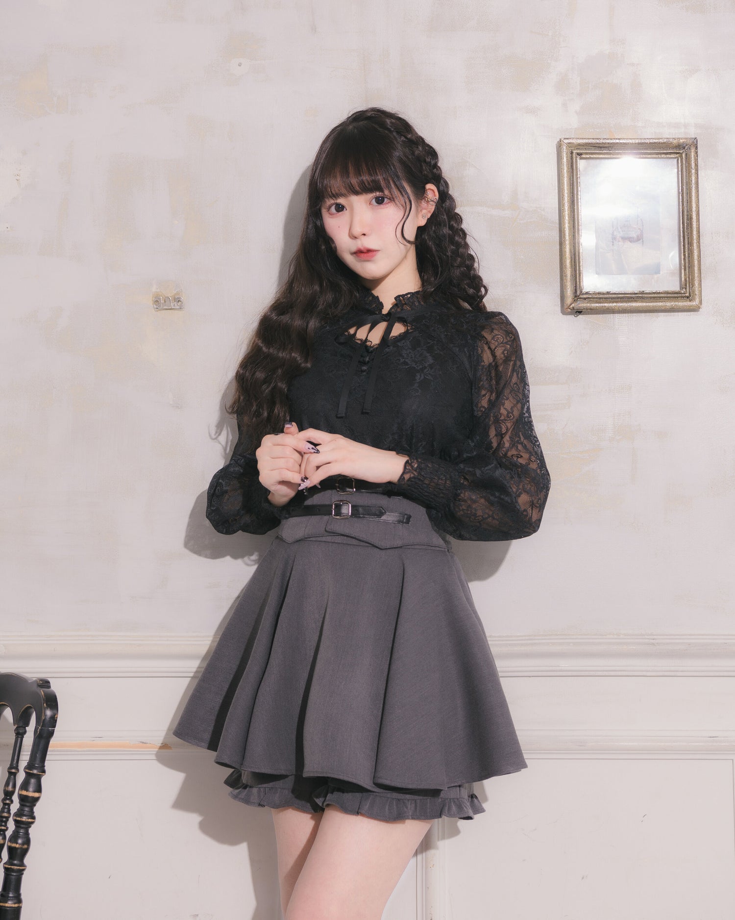 コルセット付きボリュームフレアスカパン