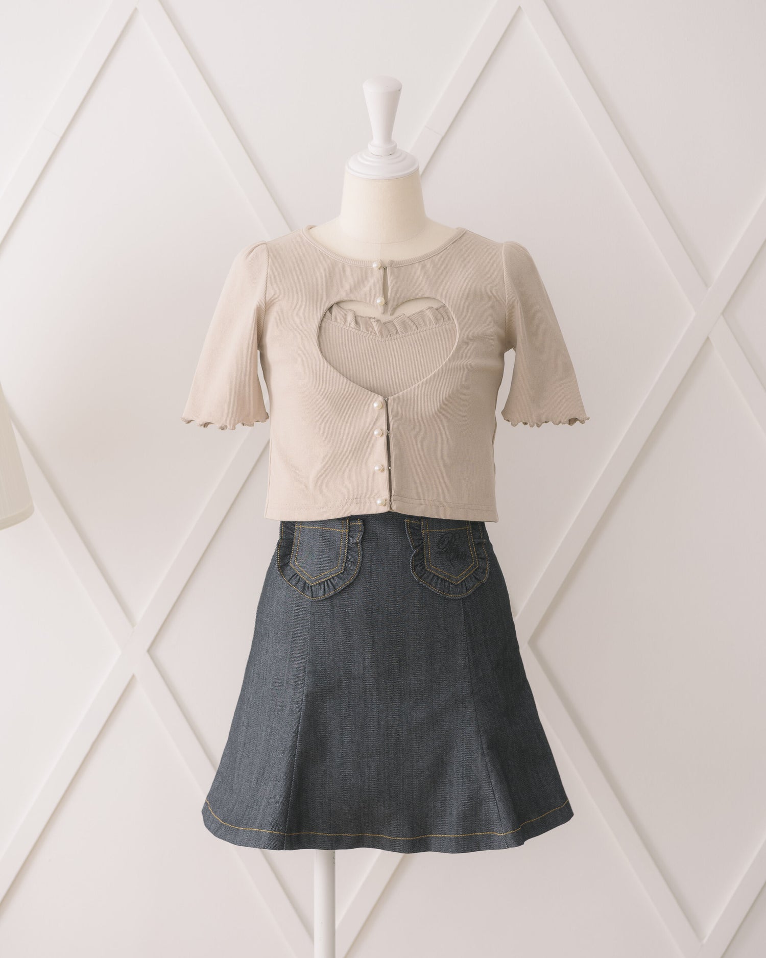 ハートオープンカーデ×キャミセット