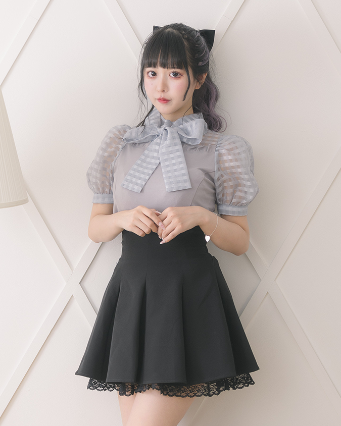 シアーギンガムビックリボンカットソー