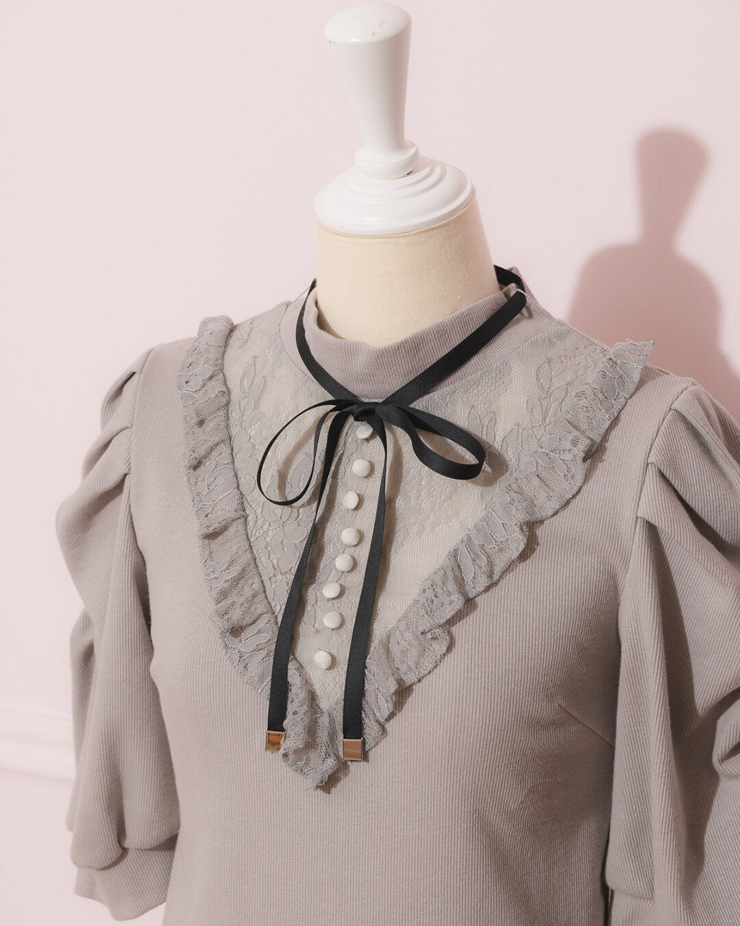 レース切替フロントボタンカットソー