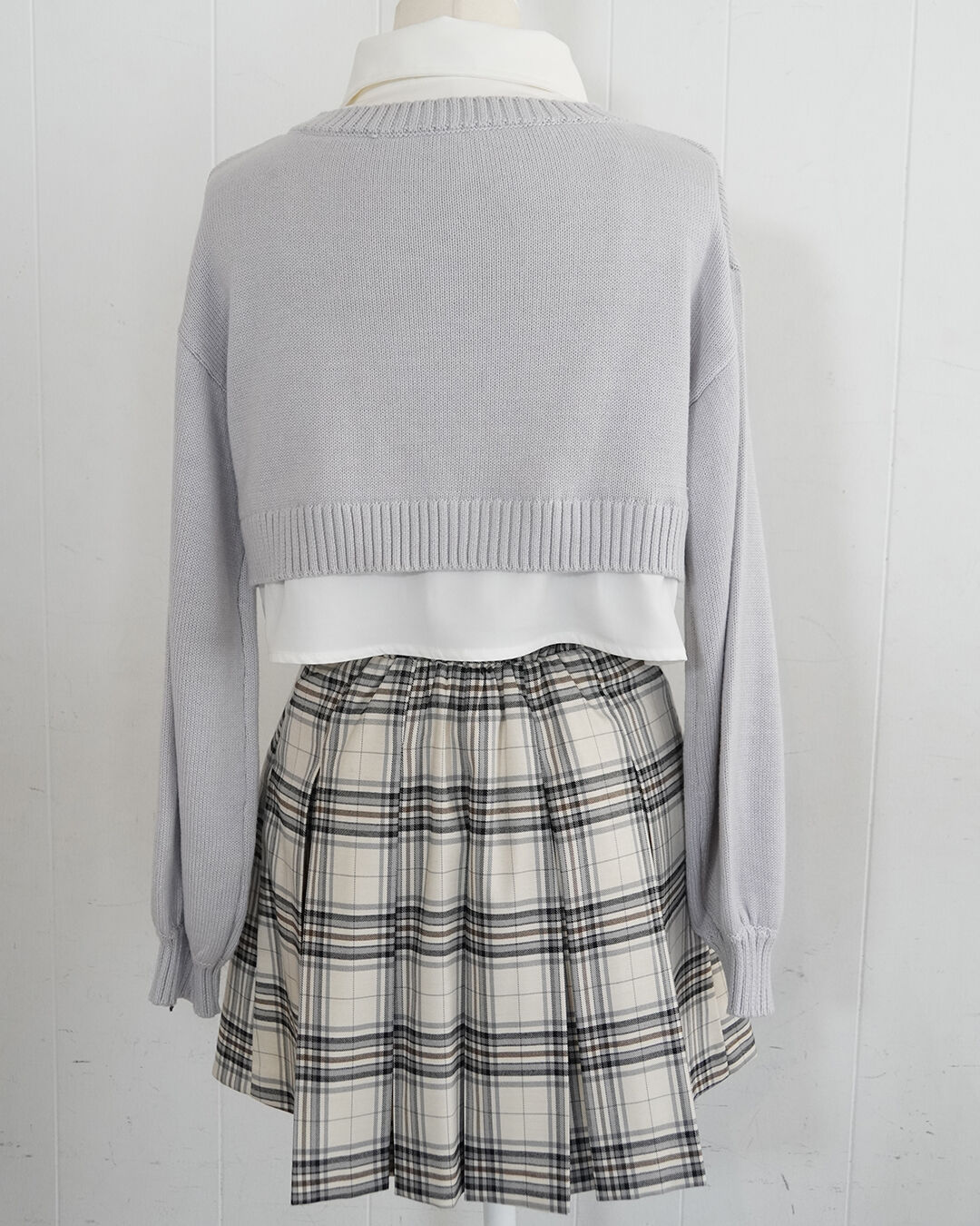 ハートケーブルシャツレイヤードニット