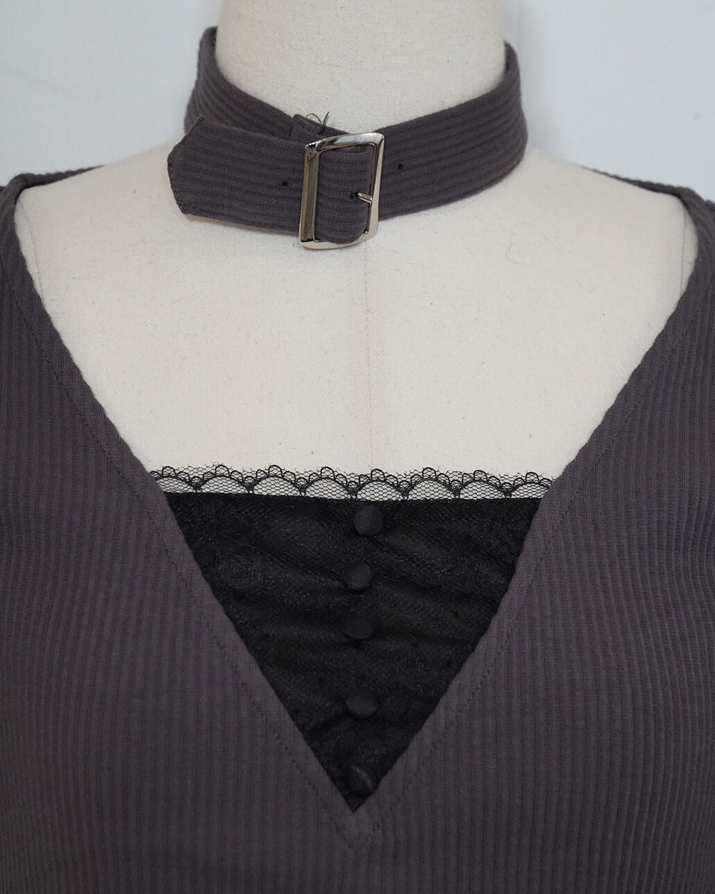 バックリボンチョーカーカットワンピース