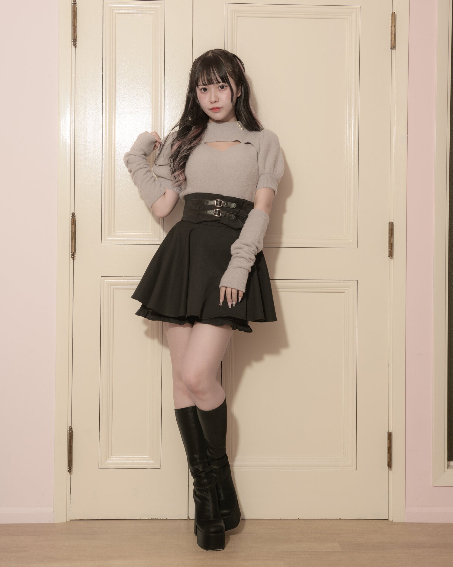 コルセット付きボリュームフレアスカパン