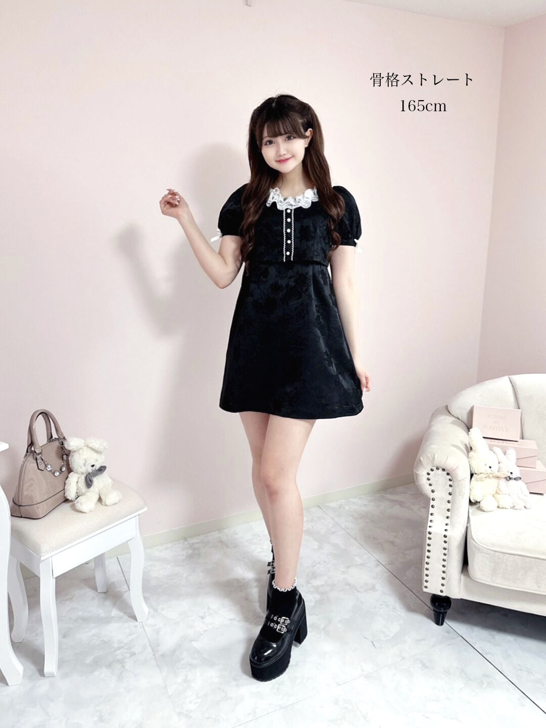 レースカラージャガードミニワンピ